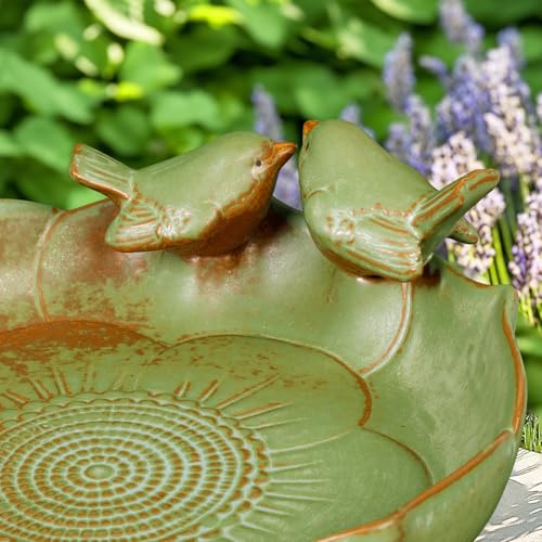 COLOAPT Banheira de cerâmica para pássaros, apenas tigela de banho para pássaros de 25,4 cm, aliment
