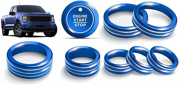 Car Air Conditioner Switch Button Knob Cover Compatible with Ford F-150 2021-2024, Car Push Start Button Cover Aluminum Decal Trim Interior Accessory,Purple-9pcs