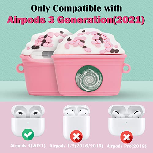 Cute Airpods 3Rd Generation Case, 3D Cartoon Pink Drink Cup Cover For Airpod 3 Case, 7In1 Accessories Kawaii Pendant With Anti-Lost Keychain Airpod 3Rd Generation Case For Girl Women -Suihuoji #TOP1