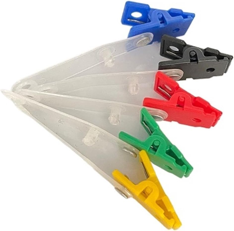Badge Clip 30 pcs Metal Badge Clip Vinyl Strap Lanyard Hole Clamps Hanging ID Card Holder Accessories for ID Badges Keys(Rose Red)