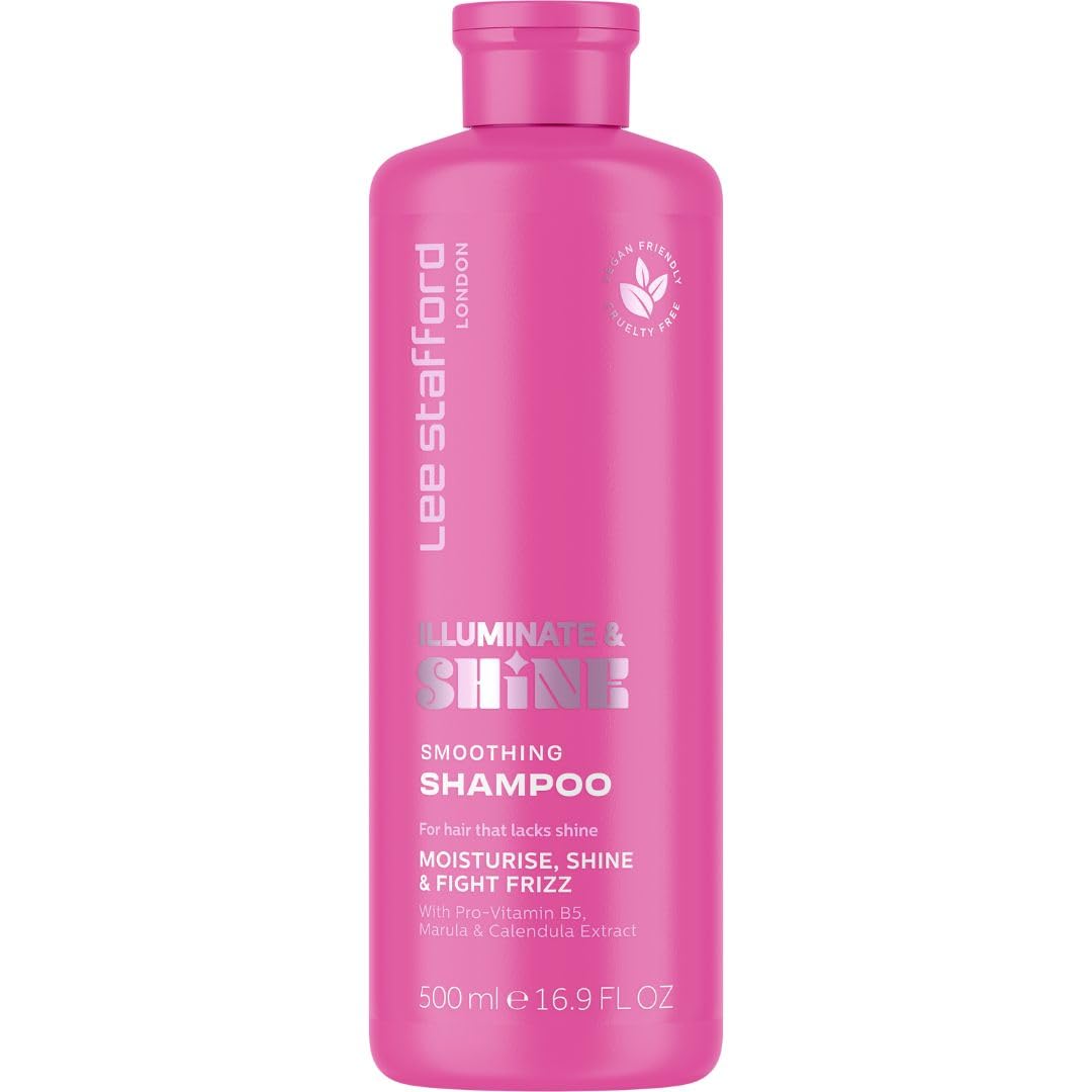 Lee Stafford Smoothing Shampoo | Illuminate & Shine - Best for Dry Dull Hair, Lightweight Clarifying Gel for A High Gloss Sleek Silk Shiny Finish, Infused with Marula Oil for Rich Moisture, 16.9 Fl Oz