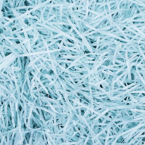 Raffia Füllmaterial Geschenk Hamper Shred Geschreddertes Papier Geschenk Füllung für Party Hamper Füllung und Geschenkverpackung für Geschenkbox Dekorations (Hellblau - 100g)