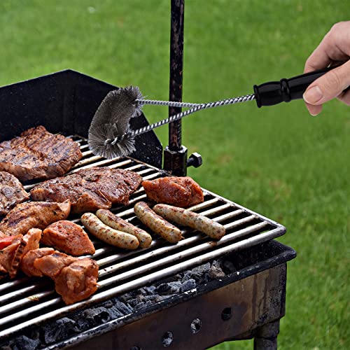 12 Inch 3-Sided Grill Brushes, Bbq Brush Cleaner With Hanging Loop, Stainless Steel Woven Grill Accessories #TOP3