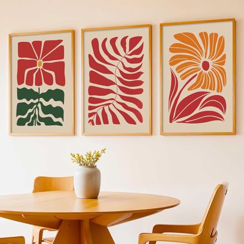 Image of kotart Home Decor Boho Painting Decorative Wall Art poster With Frame For Living Room Bed Room Hotel Wall Decor Digital Reprint Set of 3 (13X17 inch)
