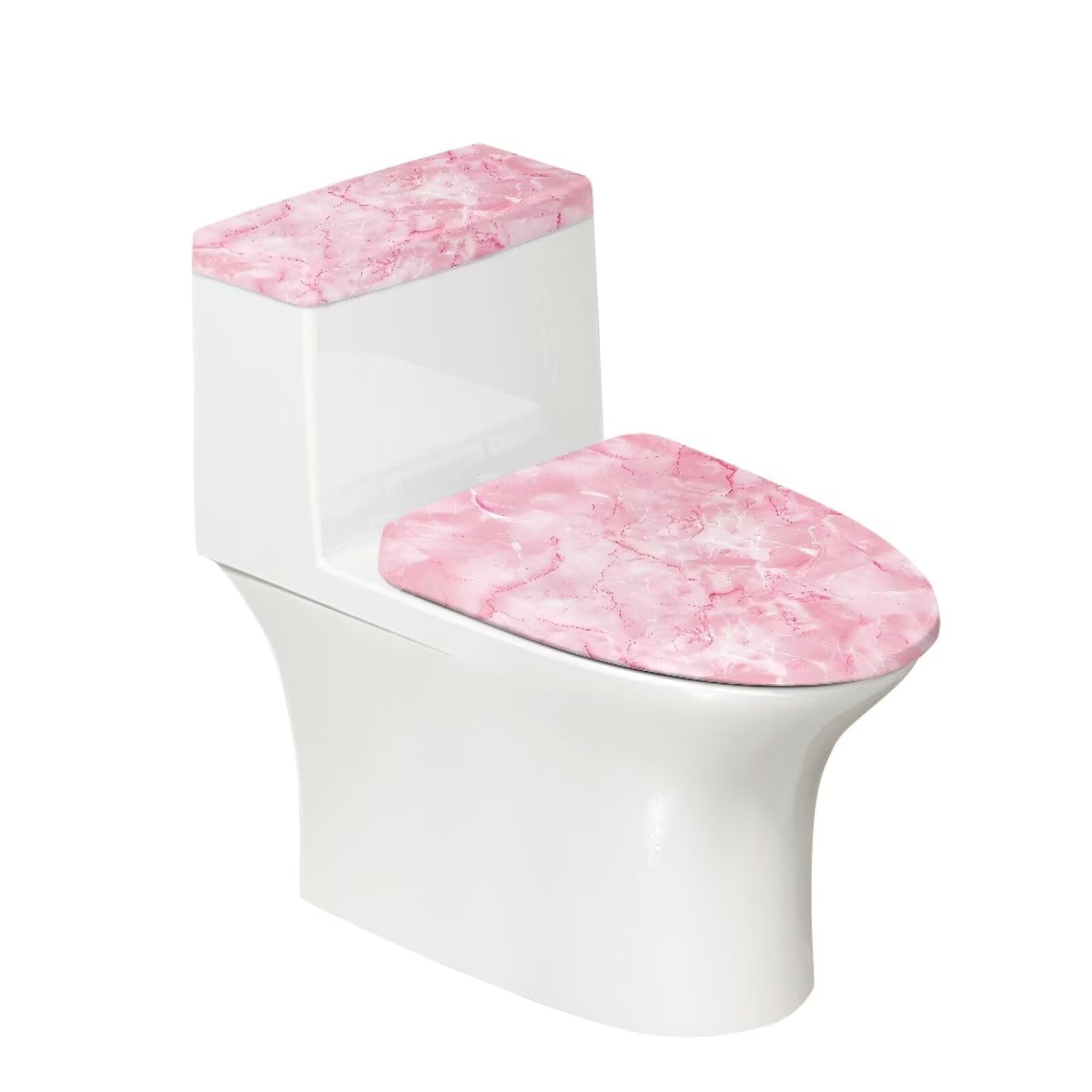 Bivxisrvo Pink Marble Toilet Lid Covers Polyester Fabric Bathroom Covers Elastic Bottom Soft and Breathable Seat Covers Toilet Seat Cover Set Universal for Most Toilet Bowl Lids