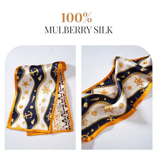 100% Silk Scarf for Women 59”x 5.9” Hair Scarf for Women Fashion Satin Headwrap Lightweight Neck Tie4