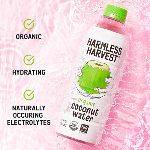Harmless Harvest Organic Coconut Water Drink, Hydration With Natural Electrolytes, No Sugar Added, Fair For Life Certified, Pure Coconut Water 12 Fl Oz (Pack Of 24) #TOP1