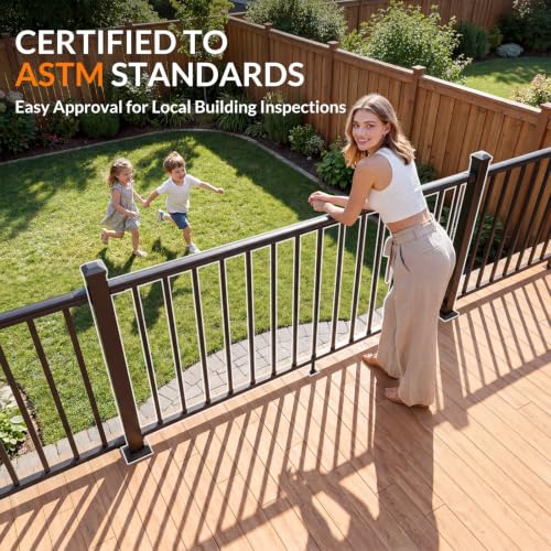 Image of Egadis 36 in. H x 6 ft. W Black Deck Railing Kit with 1 Post, Textured AAMA 2604 Powder-Coat Finish Modular Aluminum Railing System for Outdoor Decks, Porches & Balconies(2 Panel, 1 Post)