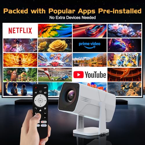 Image of 【Netflix App Available】TMY Projector with Built in Apps, 1080P Movie Projector with WiFi and Bluetooth, 270 Rotatable Outdoor Projector for Phone /PC /HDMI /USB (white)