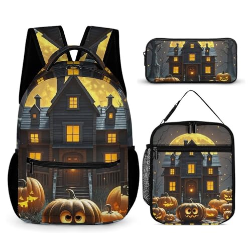 Sac à dos de nuit d'Halloween grand volume avec trousseau de voyage et sac repas isotherme