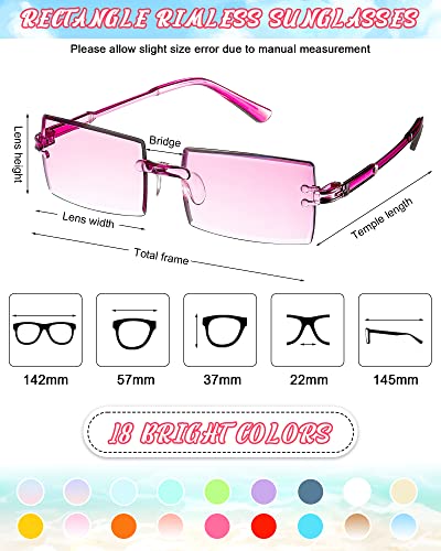 LEIFIDE 36 Pairs Frameless Rectangle Sunglasses Plastic Rimless Sunglasses Candy Color Vintage Glasses for Women Men Unisex Sun Protection, Multicolor2