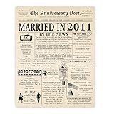 Stuff4 15th Anniversary Poster Unframed - Married In 2011 Newspaper - 15 Wedding Anniversary for Men Women Retro Vintage Gifts Back In 2011, 8x10 Inch Anniversaries Posters