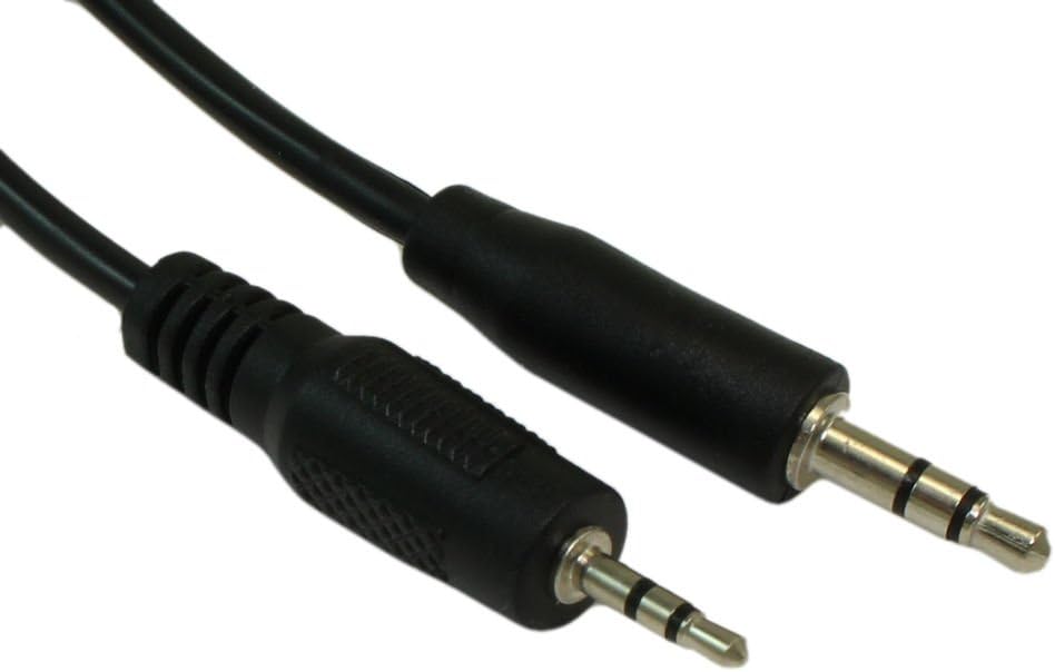 MyCableMart 6inch 2.5mm to 3.5mm Mini Stereo TRS Plug Male/Male Cable, Black