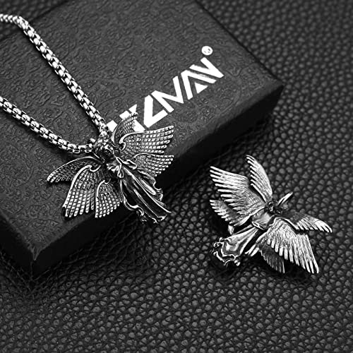 HZMAN Guardian Angel Necklace for Women Stainless Steel Classic Seraph Angle Wing Prayer Amulet Pendant Jewelry Gift4