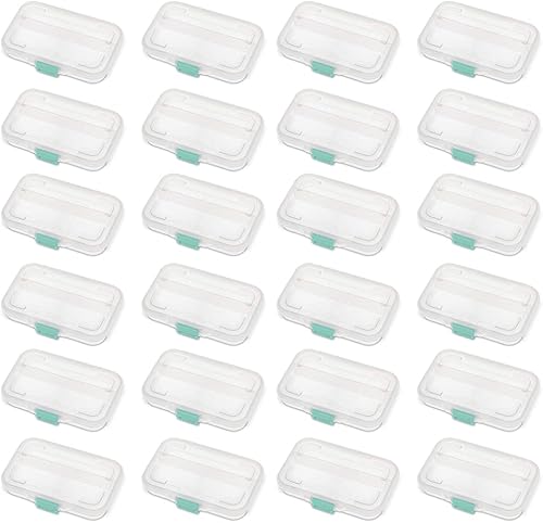 Sterilite Práctico contenedor de almacenamiento translúcido dividido apilable con tapa de cierre de color para suministros escolares y de oficina,