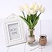 Tulip White 10 Pcs SOLEDI PU Real-touch Artificial Flowers for Bridal Bouquet Wedding Living Room Table Home Garden Decoration