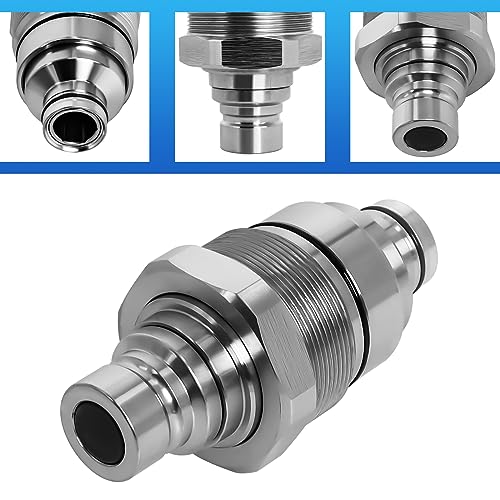 Image of 7246799 48mm Male Flat Face Hydraulic Quick Coupler Compatible with Bobcat | Replaces AT406474, V1311-77140 and 47396760; Stainless Steel, NPT /NPTF, 1 /2 inch ISO 16028, 5,076 PSI, 50 L /min