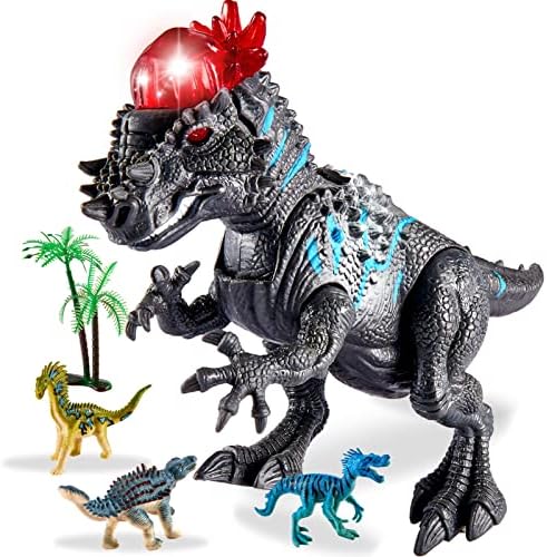 TOEY PLAY Dinosauro Giocattolo per Bambini 3 4 Anni, Luce e Suono, Set di Dinosauri Figure Giocattoli con Ankylosaurus, Velociraptor, Regalo per Bambino