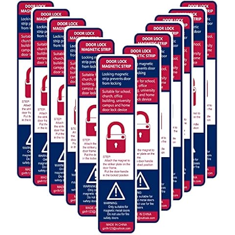 60 Pack Lockdown Magnetic Strips for School Office Public Business District Lockdowns Rapid Lockdown Magnet Strongest Lockdown Magnet 0.8mmThick (White, Printed Version) Cover