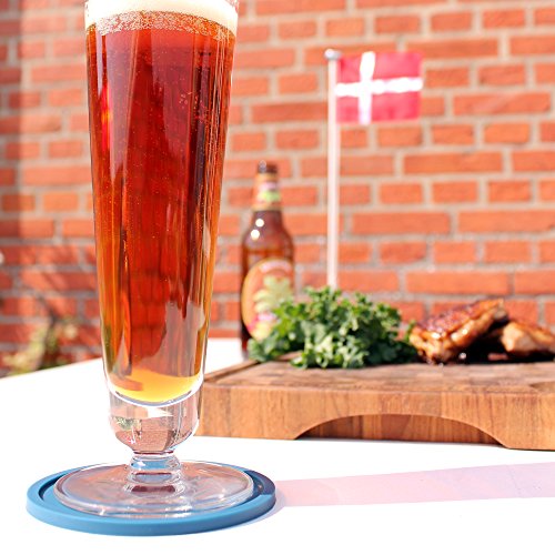 Drink Coasters by Barvivo Set of 8 - Tabletop Protection for Any Table Type, Wood, Granite, Glass, Soapstone, Marble, Stone Tables - Perfect Blue Soft Coaster Fits Any Size of Drinking Glasses.