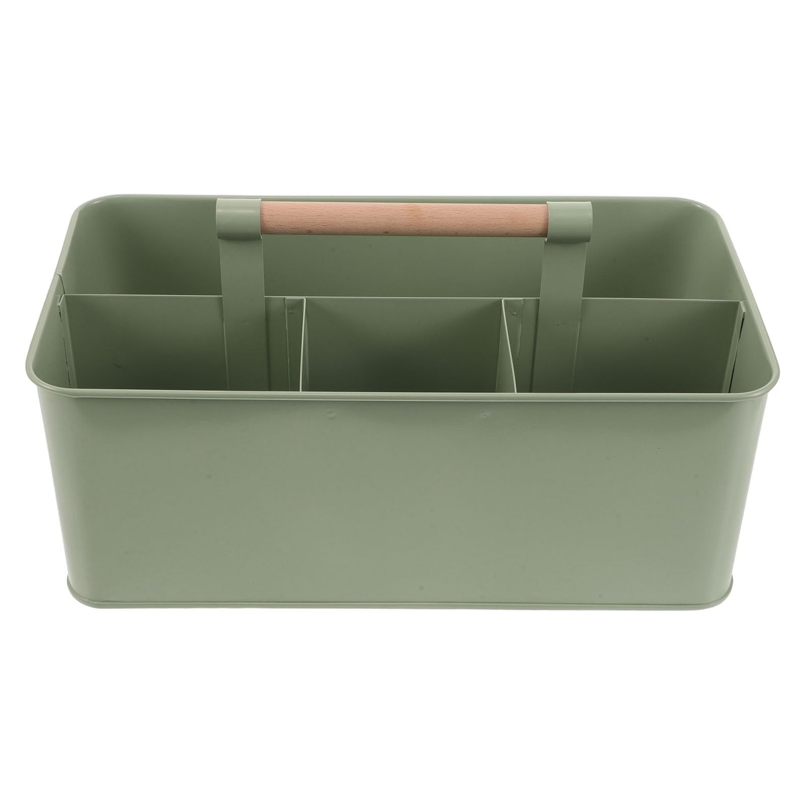 Panier de Jardinage en Fer à 4 Compartiments avec Poignée en Bois