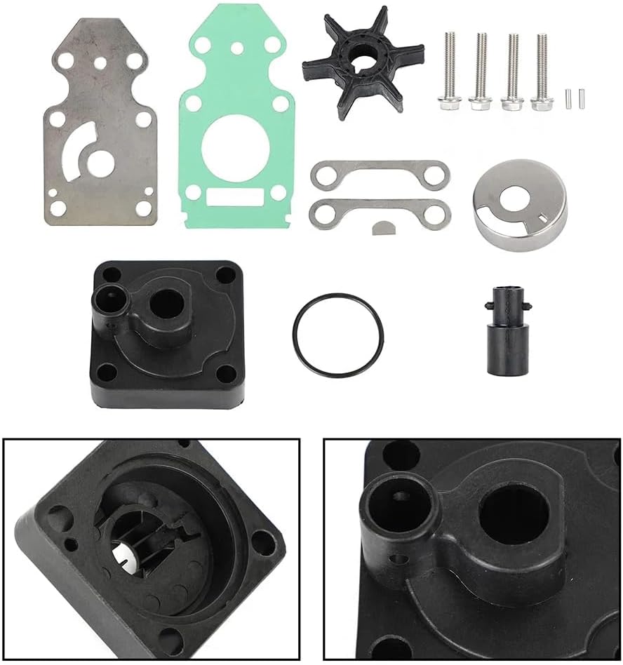 Water Pump Repair Kit for Outboard 2 Stroke 9.9HP 15HP – Includes Impeller Housing Cartridge Plate