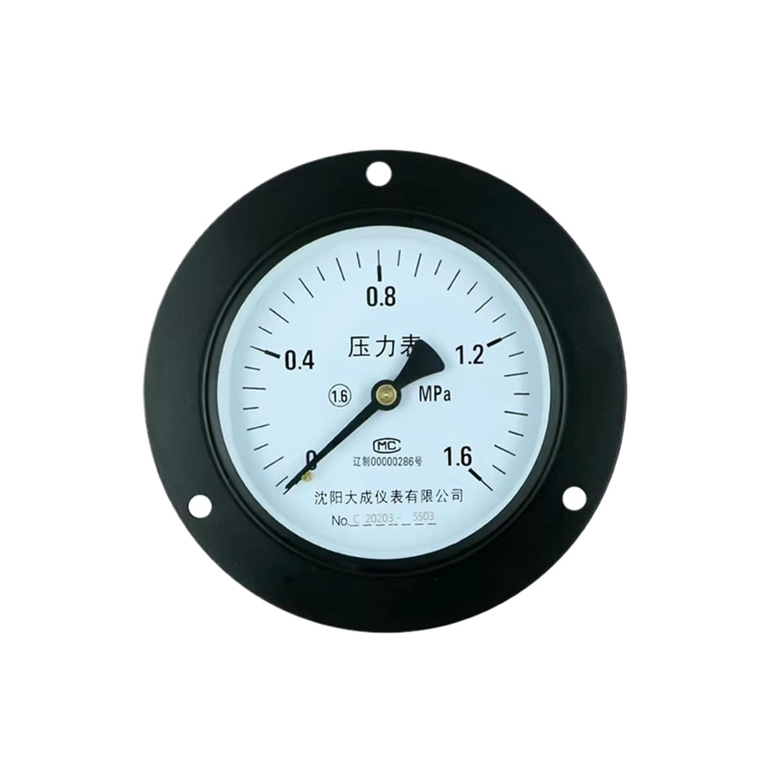 100mm Industrial Instrument Pressure Gauges Customizable Iron Case with Back Connection Side Edge Copper Connector