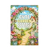 Cute Garden Cottage Coloring Book for Adults Spiral Bound A4 Large Format Cozy Floral Gardens Cottagecore Scenes and Easy Relaxing Coloring Pages