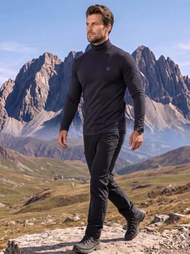 Image of CHKOKKO Men's Winter Wear Cotton High Neck Full Sleeves Regular Fit T-Shirt