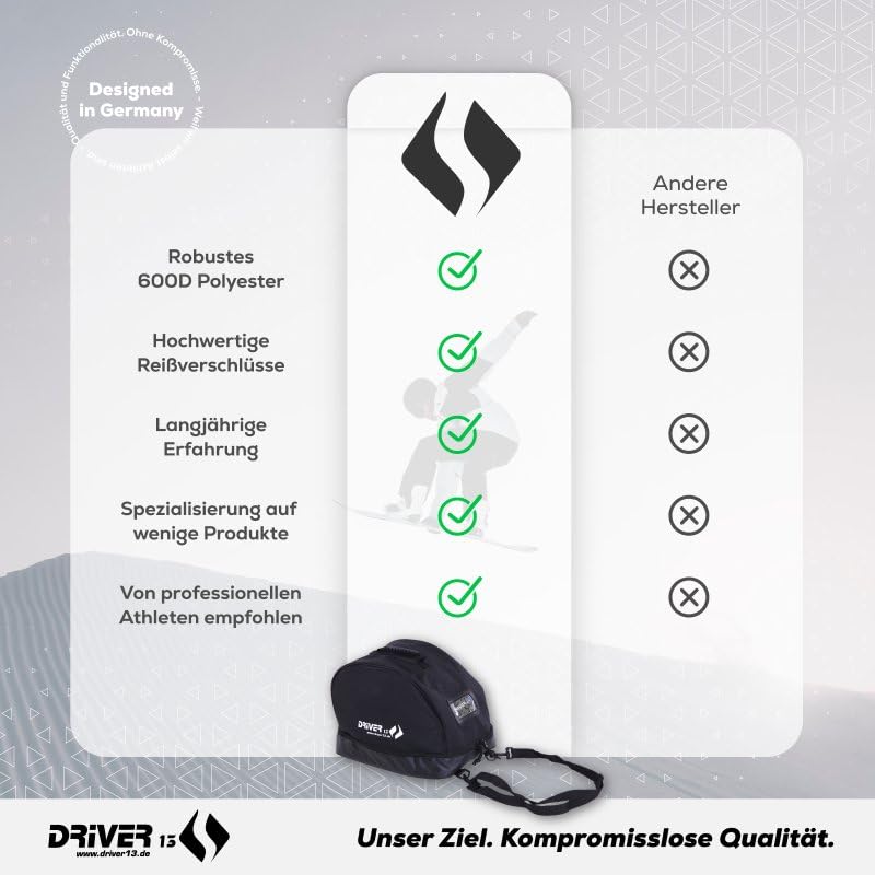 Driver13 borsa casco GO, helmet bag per casco da sci, bici, snowboard ed equitazione, scomparto accessori, nero