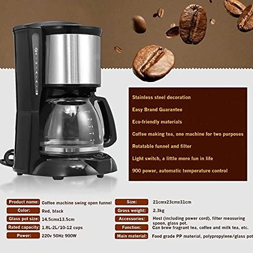 Miniatura 5 de Máquina de café de 2 L 220 V Cafetera de goteo de espresso con hervidor de vidrio Filtro de polvo de café Tetera de aislamiento antigoteo (D)