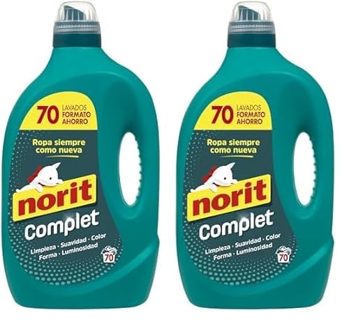 Norit Complet - Detergente Líquido para Toda la Ropa, Máxima Limpieza y Luminosidad, Cuida y Suaviza el Tejido, Mantiene Aspecto, Forma y Color Tras Lavado, 70 Lavados - 3500 ml (Paquete de 2)