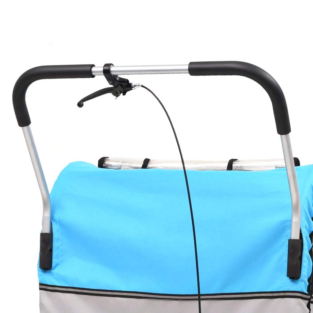 BaraSh Cochecito y Remolque de Bicicleta para niños 2-en-1 Azul Gris Remolque Bicicleta niños portaequipajes Bicicleta