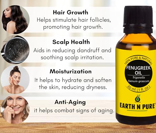 Image of Earth N Pure Fenugreek Seed Oil (Methi Oil) Cold Pressed, Natural and Therapeutic Grade 30 ml