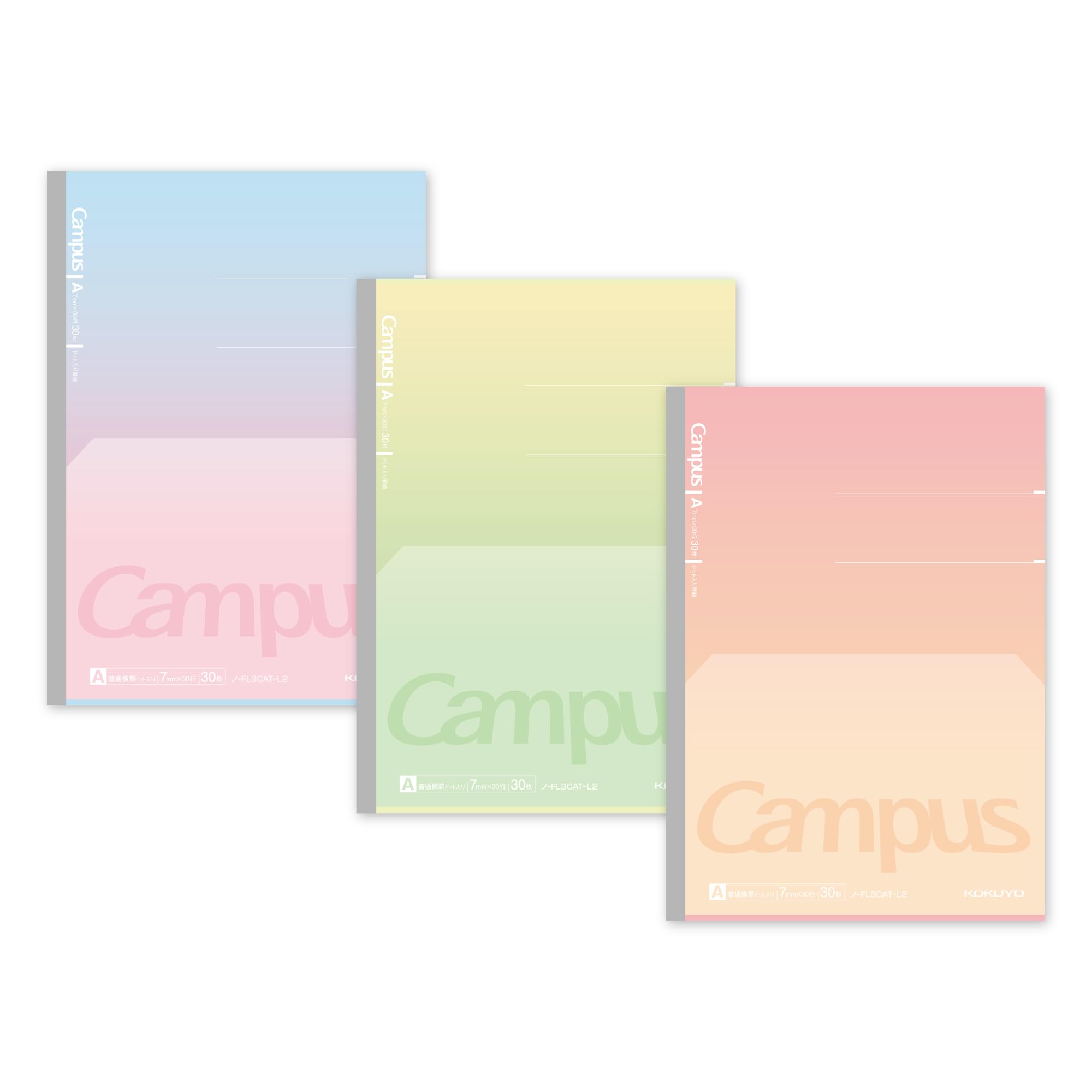 Kokuyo Campus Notebook, Flat Comfortable Notebook, Semi B5, Doted, A-Rule, Positive & Relax, Pack of 3 : Office Products
