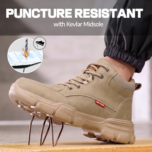 Image of Steel Toe Shoes for Men, Ultra-Lightweight Safety Work Shoes with Kevlar Puncture Resistant Midsole, Water Resistant for Warehouse Logistics Factory Workshop