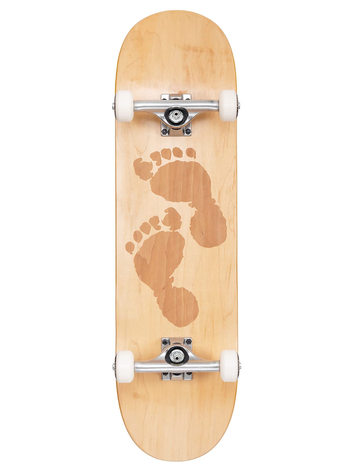 Two Bare Feet Laser Logo Complete Skateboard - Canadian Maple Deck, 7 Ply - ABEC9 Bearings - Four deck sizes, 52mm & 54mm Wheels - 5", 5.25", 5.875" Raw Trucks (Laser Logo 8.5")