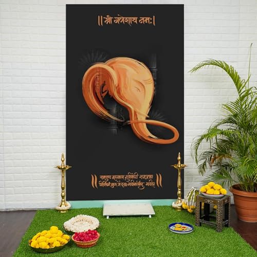 Image of SpecialYou Ganpati Decoration Setup for Home with Ganesh Backdrop (5 * 3ft) for Ganesh Decoration Items for Home Decor Item, Ganpati Decorations Backdrop Cloth for Decorations Pooja- 1Item