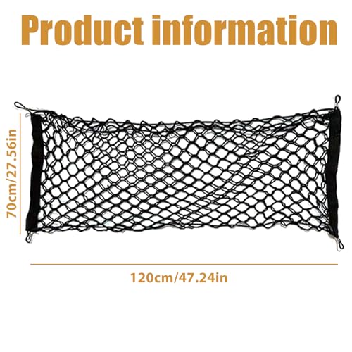 Schutzgitter Auto Barriere Trennnetz: Hundegitter Auto Hundeschutzgitter aus Polypropylen mit 4 Haken, Elastizität Hundegitter für den Kofferraum Doppelschicht Trenngitter Kofferraum Hund 120x70cm
