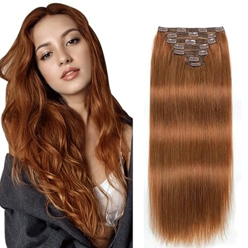 Extension cheveux naturel clip #30 châtain clair 20 pouces 120g