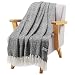 LANGRIA Geometrical Pattern Wearable Throw Blanket with Tassels Knitted Soft Warm Shawl Lightweight Cozy Wrap for Sofa Coach Bed All-Seasons Blanket Easy Care Machine Washable (50"x60", Diamond Black)