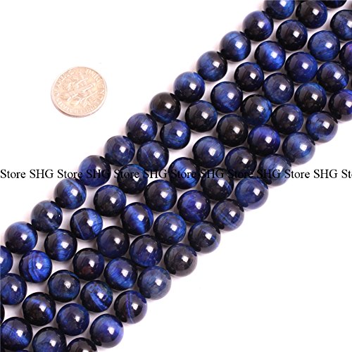Shg Store Natural 10Mm Round Gemstone Lapis Blue Tiger Eye Agate Beads For Jewelry Making Valued Container Box Wholesale Assorted Mix Lot 4 Size One Set Spacer Beads #TOP1