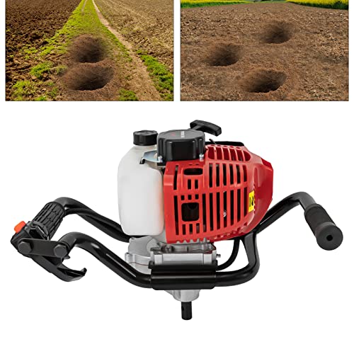Tarière à essence à 2 temps 52 cc 6500 tr/min avec poignée monocylindre pour surfaces de sol (sans perçage)
