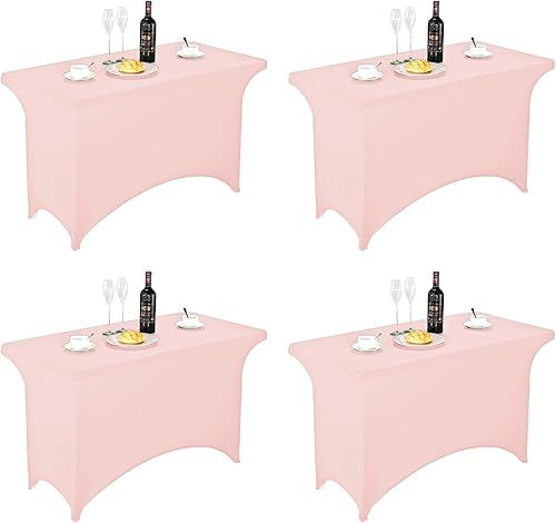 Miniatura 631 de FORLIFE Paquete de 6 manteles de elastano, de ajuste universal para mesas rectangulares de 6 pies, para patios, bodas, banquetes, fiestas