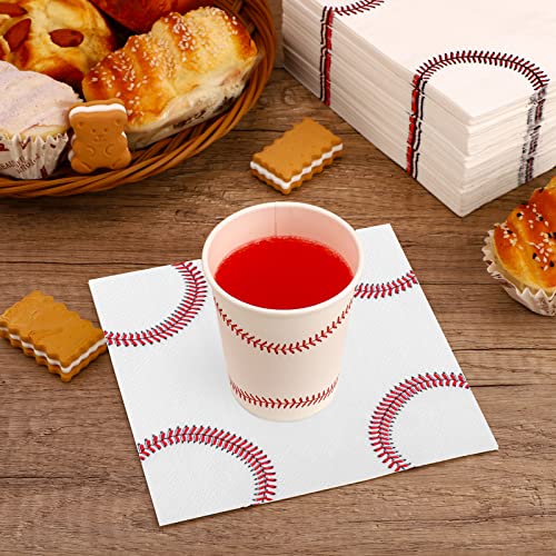 Durony 48 Pack Baseball Napkins Paper Baseball Design Napkins For Baby Shower Birthday Party Sports Themed Party Supplies #TOP3