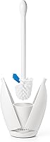 OXO Good Grips Toilet Brush with Rim Cleaner - Angled Bristles, Flex Neck, Hygienic Holder, White