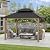 SUNJOY 10 x 12 ft. Wood Gazebo, Outdoor Patio Cedar Framed Steel Hardtop Gazebo with 2-Tier Metal Roof, Suitable for Patios, Lawn and Backyard, Dark Brown Roof + Dark Wood Frame