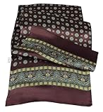 XUYUZUAU Mens 100 Silk Scarf Double Layers Fashion Wrap Neckerchief Formal Business Casual Party (Circle Flower Brown)
