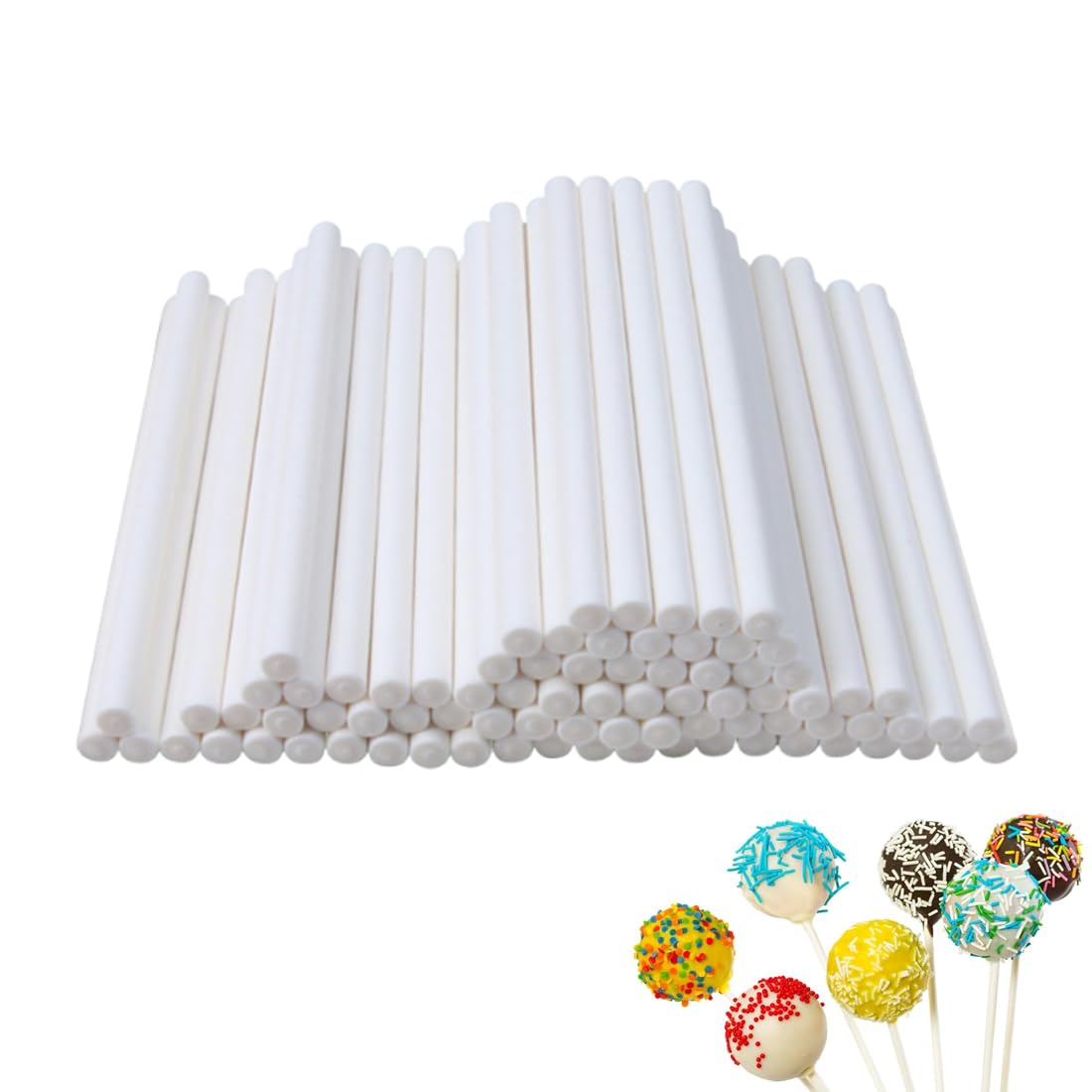 Bâtonnets Cake Pop en papier solide 10 cm blanc, support pour sucettes, chocolat, bonbons