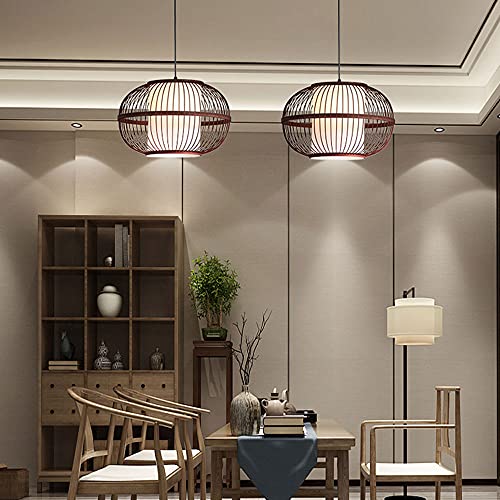 Lampe à suspension lanterne en bambou rotin E27 plafonnier